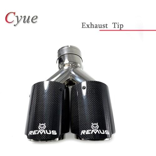 1Piece Y-shaped Car Modification Universal Dual Exhaust Tip Muffler Glossy Black Carbon Fiber Muffler Pipe Exhaust Pipe