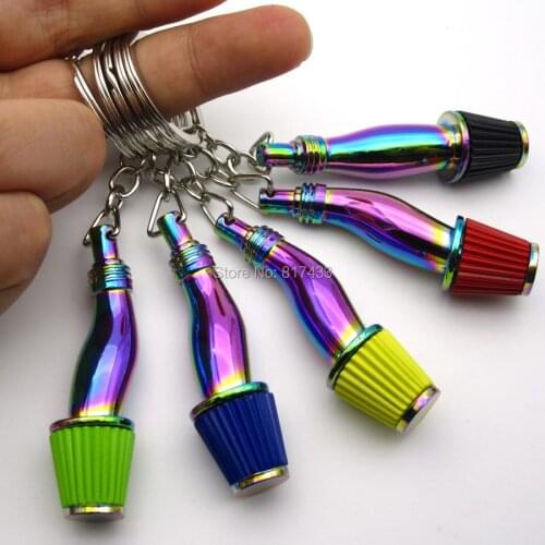 10PCS 5Colors JDM Style Car Engine intakeI manifold pipe air filter strainer Keychain inlet filter keyring
