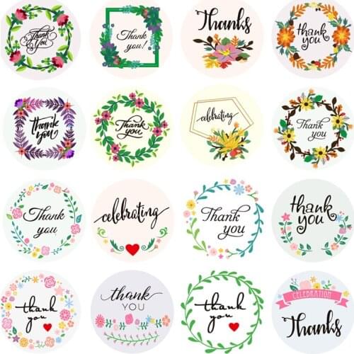 100-500 Pcs Stickers With Flowers 8 Types Thank You Label Stickers For Wedding Party Envelope Seal Gift Package Sticker 1 Inch