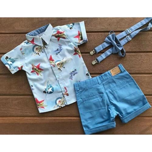 2PCS Toddler Baby Boy Summer Formal Clothes Gentleman Single Brested Shirt Tops+Shorts Pants Outfit Boy Suit