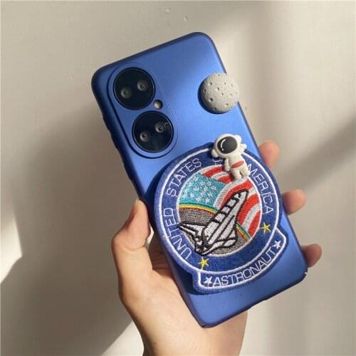 3D Stand Phone Case for Huawei P50 Cover Embroidered Astronaut for Huawei P50 Pro Conque Boyfriend Gift Fashion