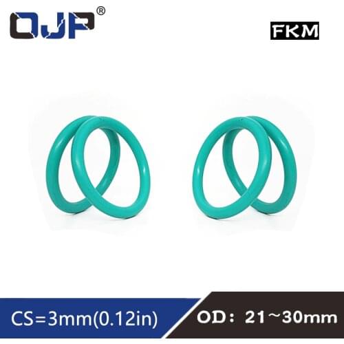5PCS/lot Fluorine rubber Ring Green FKM Oring Seal OD21/22/23/24/25/26/27/28/29/30*3mm O-Rings Seal Oil Ring Fuel Gaskets Washer