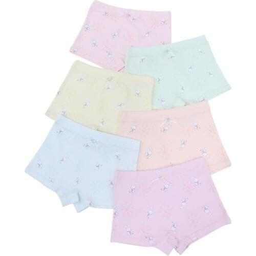 5pcs/Lot Four Seasons Wear High Quality 95%Cotton Cute Cartoon Girls' Lycra Cotton Panties Set Childrens Flat Underwear