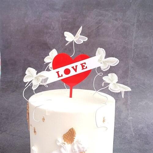 2020 Valentines Day Acrylic Cake Topper Red Love Wedding Cake Topper Supplies for Wedding Anniversary Party Cake Decorations