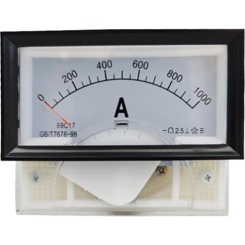 1PC 69C17-A 50A 100A 500A 1000A/75mV DC Analog Meter Panel AMP Gauge DC Ammeter Use with Shunt Current Meter 85*46MM Amperimetro