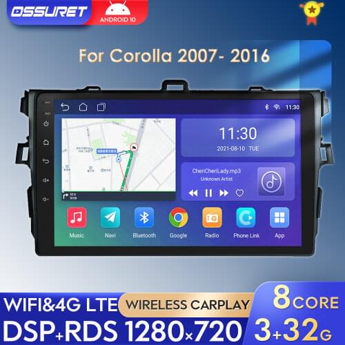 For Toyota Corolla E140/150 2008 2009 2010 2011 2012 2013 Car Android 10 Radio Multimedia Player Stereo GPS Navigation 2 din PC