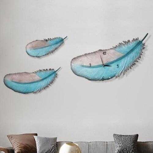 Large Wall Clock Living Room 3d Silent Feather Clocks Wall Home Decor Modern Luxury Wall Watches Clock on The Wall