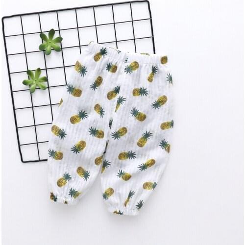 0-5Y Summer Casual Toddler Baby Girls Boys Lantern Pants Pineapple Print High Elastic Waist Pants