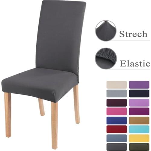 23Colors Solid Color Spandex Dining Chair Covers Grey Black Stretch Slipcovers Universal Removable Chair Protective covers