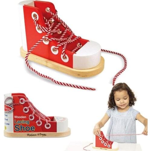 Childrens Cute Wooden Shoes Clothes Puzzle Toys Childrens Montessori Early Education Wooden Toys Multifunctional Threading