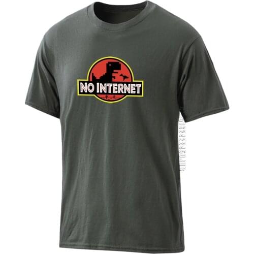 Summer T-shirt 2020 Men No internet Dinosaur 100% Cotton T-shirts 2020 Funny Hip Hop Tee shirts Leisure Clothing O-neck Tops