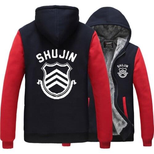 Hot japanese anime Anime Persona 5 Ren Amamiya for Peluca Adult Men fleece Sports hoodie Thick Winter Jacket Coat