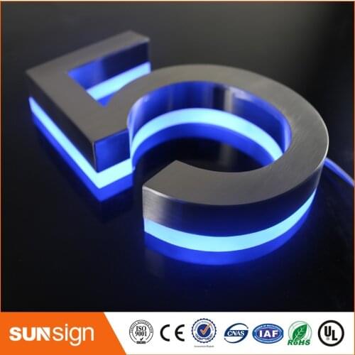 H15cm one letter Custom Stainless steel backlit letters Apartment LED Numbers address numbers waterproof outdoor led signs