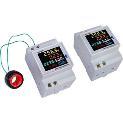 Power Meter Voltmeter Ammeter Multi-Functional Digital Din Rail Power Factor Voltage Current Power Tester Multimeter
