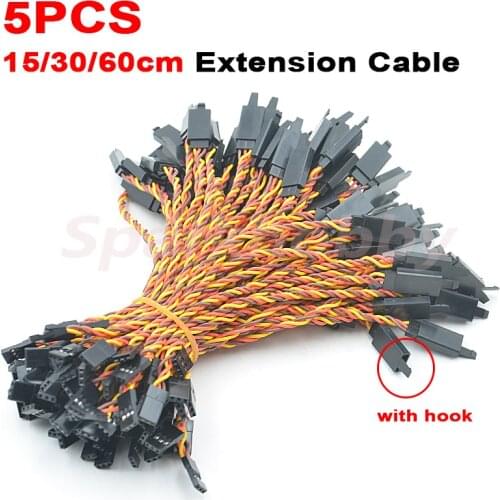 5PCS 30/60 Core 15/30/50cm 150/300/500mm Futaba JR Twisted Extension Cable With Hook Anti-interference High Current for RC servo