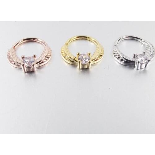 1 piece 16G Cubic Zircon Rose Gold Hoop Leaf Nose Ring Tragus Ear Piercing Helix Cartilage Body Piercing Jewelry