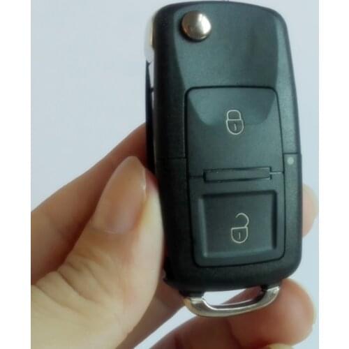 With Logo 2 Buttons Car Remote Square Flip Key Shell Blank For Volkswagen VW Golf 4 5 6 Passat Jetta Polo Bora Touran Sharan