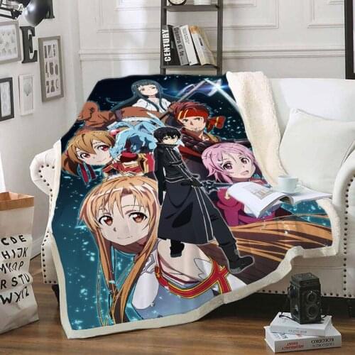 Sword Art Blanket 3D Print Sherpa Blanket on Bed Kids Girl Flower Home Textiles Dreamlike Style 10