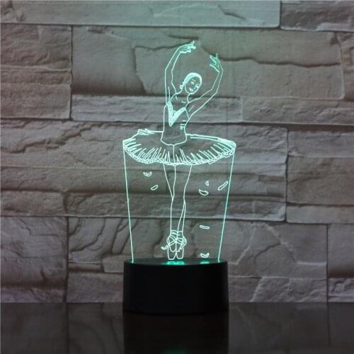 Cute Ballerina Night Light 3D Ballet Girl LED Table Lamp For Children Kids Gift Indoor Decor Baby Sleep Light Fixture 1771