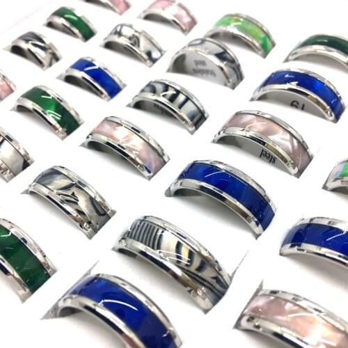 MixMax 36pcs Womens Mens Rings 8MM Shell Stainless Steel Band Fashion Jewelry Wholesale Lot