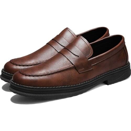 Fashion Men Leather Loafers Shoes Slip on Outdoor Shoes for Men Italian Leather Men Loafers Brand Men Wedding Flats Shoes