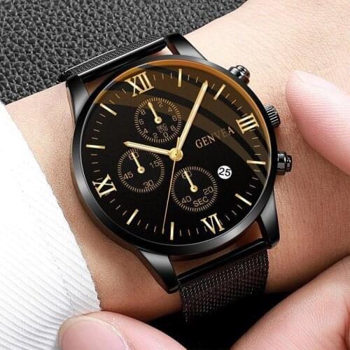 Mens Watch New European And American Design Mesh Belt Fashion Business Quartz Watch 2021 Casual Calendar Relogio Masculino