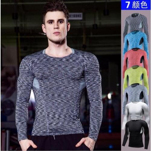 Mens tight PRO long sleeve sports jogging speed dry long-sleeved shirts stretch T-shirt clothes