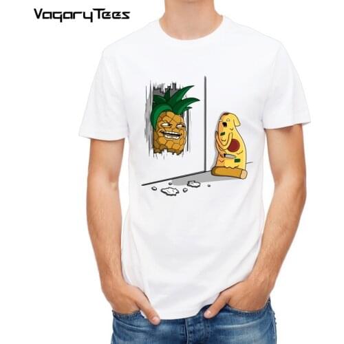 Newest Funny Pineapple&pizza Design Printed T-Shirt Fashion Cartoon yummy food T Shirt Summer Mens Novelty Cool Tee Shirt Tops