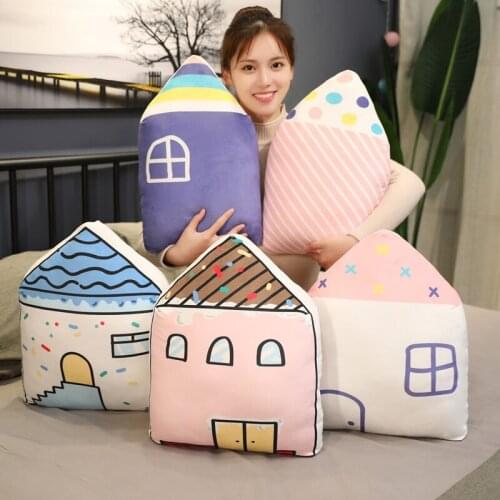 New 3D House Shaped Cushion Soft Plush Pillow Home Sofa Soft Cushion Baby Sleep Stuffed Toy Room Decoration