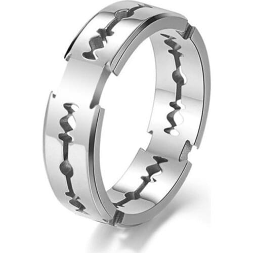 New Razor Blade Ring Creative Stainless Steel Hollow Ring Women Men Jewelry Hip Hop Party Club Gift Size 7 8 9 10 11