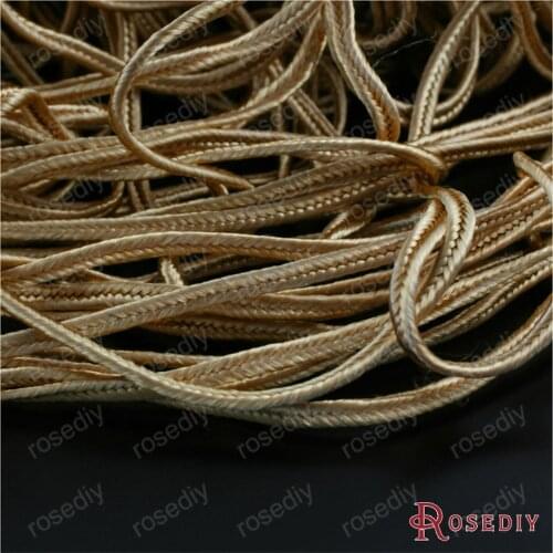 Wholesale Width 2mm Dark Golden Polyester Cords Buckle Rope Diy Jewelry Findings Accessories 50 Meter(JM7805)