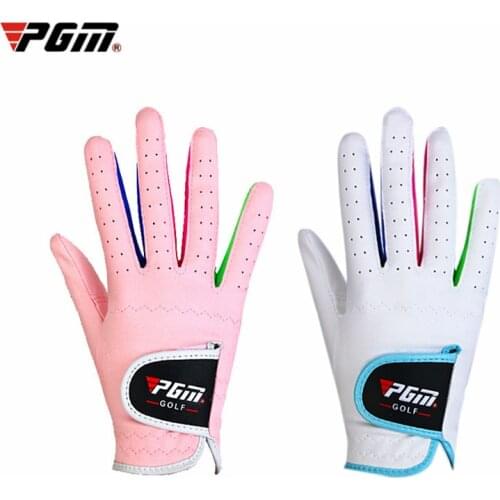 PGM Anti-slipping Child Golf Gloves Boys Girls Outdoor Sport PGM Brand Superfine Fiber Cloth Glove Breathable Pair 14-17 Size