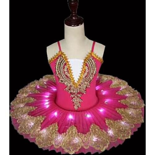 Professional LED ballet skirt red dress new Latin Ballet Dress panake led girls dance wear childrens clothing