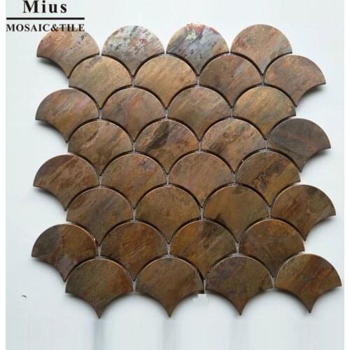 Factory Direct Old Style Fish Scale Copper Metallic Mosaic Tile