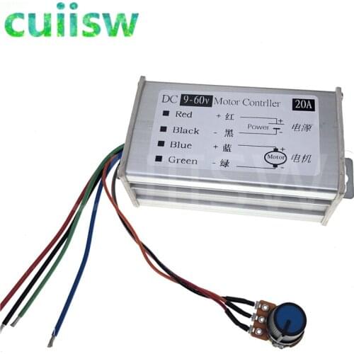Motor Speed Controller DC 29V 12V 24V 48V 60V 20A PWM Motor Speed Controller Regulator Driver 20A 0-1200W Adjustable Current