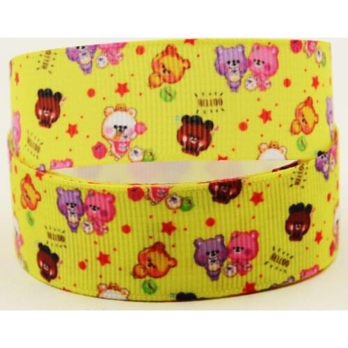 22mm 25mm 38mm 75mm Bear cartoon printed Grosgrain Ribbon party decoration 10 Yards X-04378