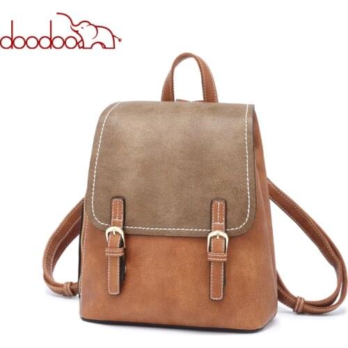 DOODOO Teen Backpack Women Bag Pu Leather Backpacks Travel Multifunctional School Bags 2019 Large Back Pack Shoulder Bag 3 Color