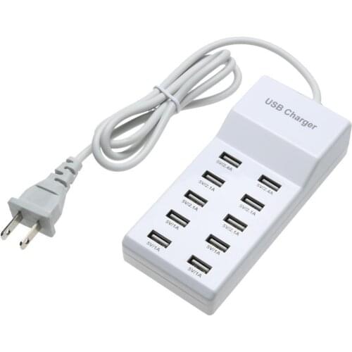 10 Port Fast USB Charging Port Power Strip Adapter Wall Travel Desktop Charger for Mobile Phone Tablet