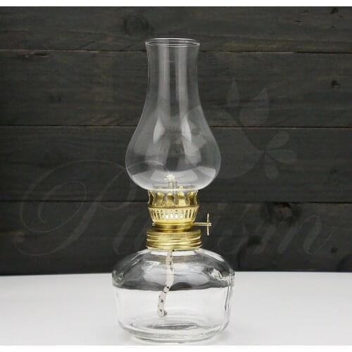 Vintage Glass Kerosene Lamp Transparent Smokeless Old-fashioned Oil Light Lantern Mantelpiece Home Decorative lamp Night Light