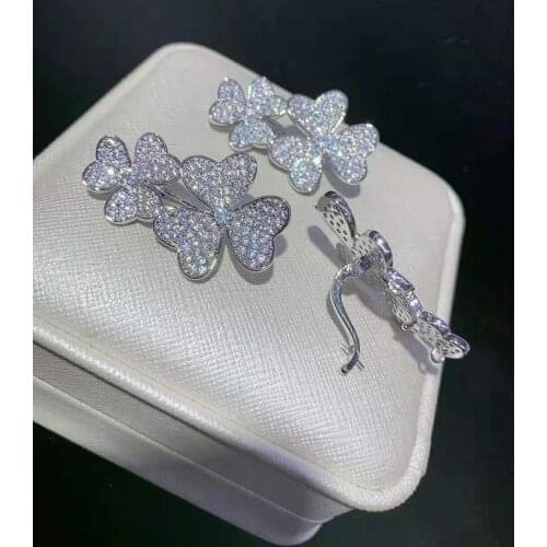 High-grade three color zircon micro inlay DIY jewelry accessories flowers clip fashion long sweater chain link clasp