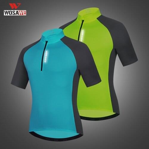 WOSAWE Breathable Men Green Blue Riding Jersey Summer Motorcycle Cycling Top Short Sleeve Quick Dry