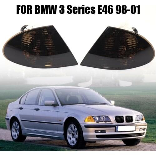 1 Pair Smoked Lens Corner Lights Turn Signals Cover for BMW E46 3 Series Sedan 1998-2001 No Bulbs Auto Accessories