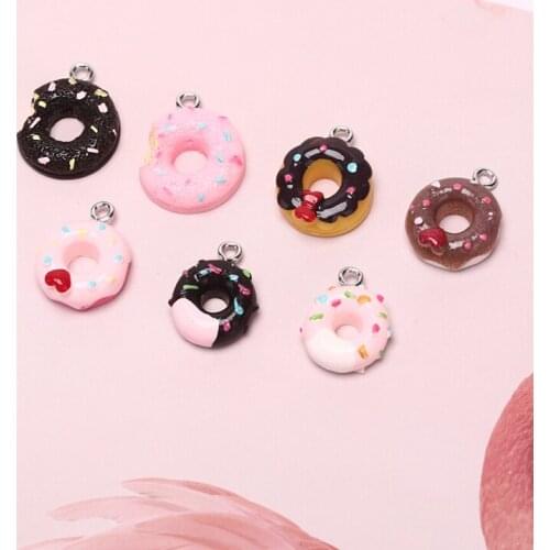 10Pcs/Set Donuts Charms Pendants For DIY Decoration Bracelets Necklace Earring Key Chain Jewelry DIY Craft Making
