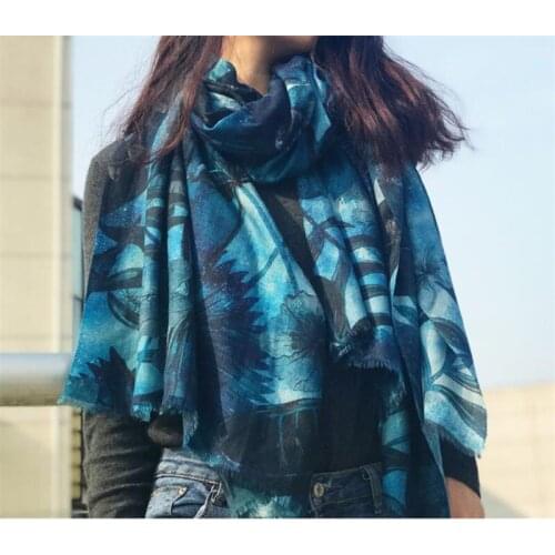 100%cashmere women exquisite printed boutique thin scarf shawl pashmina 90x200cm melbourne blue mix color