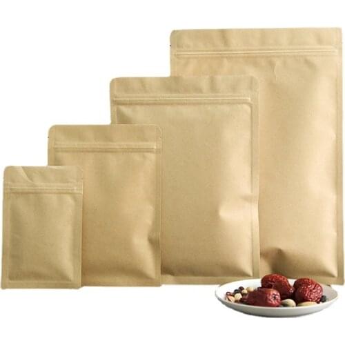 1000Pcs/Lot Kraft Paper Aluminum Foil Bag Zipper Doy pack Packaging Pouch Food Tea Snack Resealable Bags wholesale