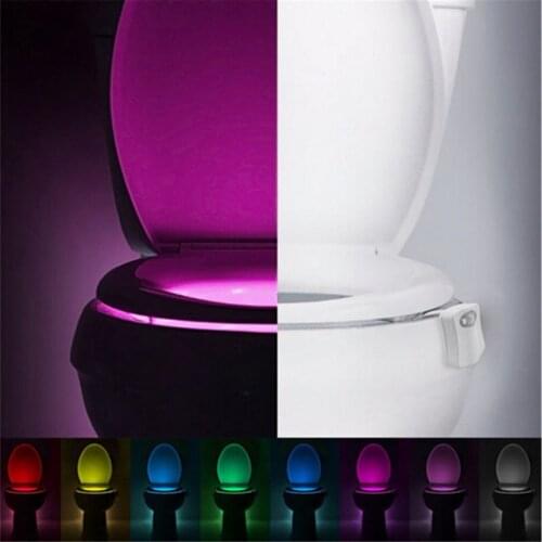 16 colors Motion Sensor LED Toilet Light Motion Activated Night Lights Bathroom Bathroom Bowl LED Lamp new