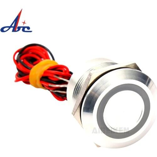 19mm 22mm dia 3V/5V/12V/24V RG/RB/RGB Ring LED Illuminated Underwater Switch Momentary IP68 IK09 Piezo Touch Switch