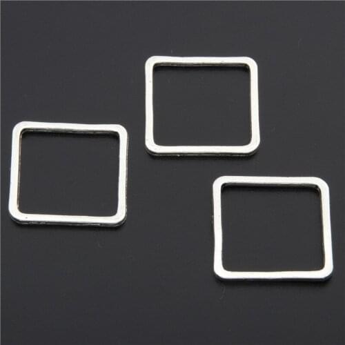 20pcs Alloy Jewelry Setting Accessories Square Charms Hollow Blank Pendant Tray Charms Fit Necklace DIY Handmade A2375