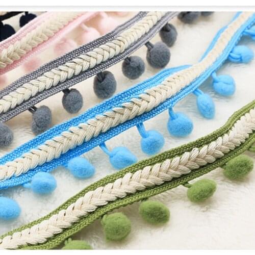 25 Yards 3.5CM Ethnic Style Color Pom-Pom Lace Fabric Clothing Accessories Diy Handicraft Satin Ribbon Sewing Accessories Lace