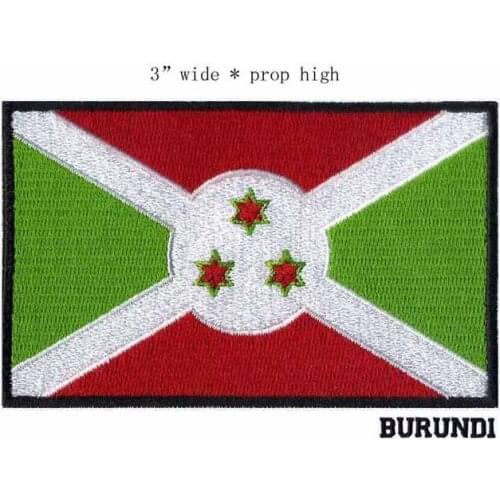Burundi 3" wide embroidery flag patch patches for white cross/six point stars/meaning national and hope